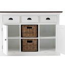 Halifax Accent Buffetkast 124 cm met 2 rotan manden | Wit/Bruin - afbeelding 4