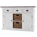 Halifax Accent Buffetkast 124 cm met 2 rotan manden | Wit/Bruin - afbeelding 5