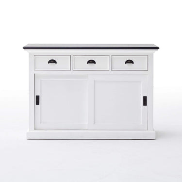Halifax Contrast Buffetkast met schuifdeuren 124 cm | Wit/Zwart - Mooier Thuis