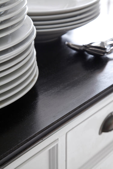 Halifax Contrast Buffetkast met schuifdeuren 124 cm | Wit/Zwart - afbeelding 4