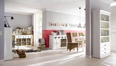 NovaSolo Halifax Buffetkast met 2 rotan manden 125 cm | Wit - Mooier Thuis