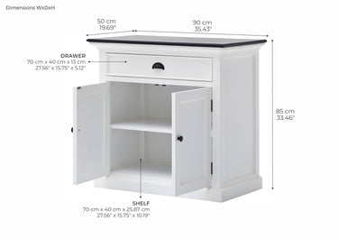 Halifax Contrast Dressoir 90 cm | Wit/Zwart - afbeelding 5