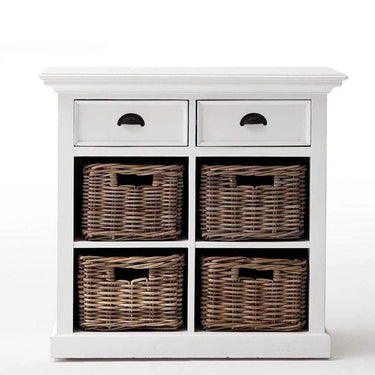 Halifax Buffetkast 89 cm met 4 rotan manden | Wit - Mooier Thuis