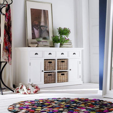 NovaSolo Halifax Buffetkast met 4 rotan manden 160 cm | Wit - Mooier Thuis