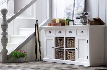 Halifax Buffetkast met 4 rotan manden 160 cm | Wit - afbeelding 2