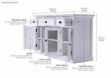 Halifax Dressoir met 4 deuren en 3 lades | Wit - afbeelding 4