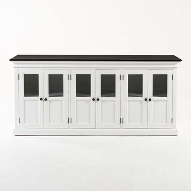 Halifax Contrast Dressoir met 6 glazen deuren 200 cm | Wit/Zwart - Mooier Thuis