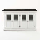 Halifax Contrast Buffetkast met 4 glazen deuren 145 cm | Wit/Zwart - Mooier Thuis