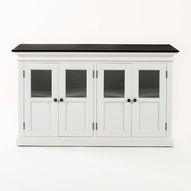 Halifax Contrast Buffetkast met 4 glazen deuren 145 cm | Wit/Zwart - Mooier Thuis