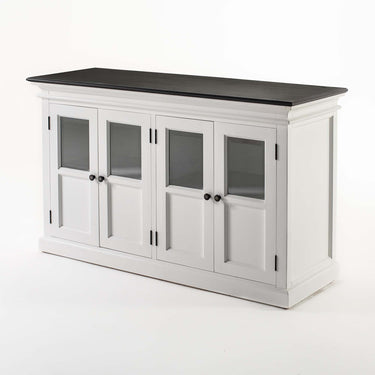 NovaSolo Halifax Contrast Buffetkast met 4 glazen deuren 145 cm | Wit/Zwart