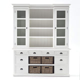 Halifax dressoir met opzetkast en 4 rotan manden | Wit - Mooier Thuis