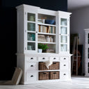 NovaSolo Halifax dressoir met opzetkast en 4 rotan manden | Wit