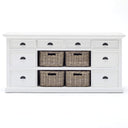 Halifax dressoir met opzetkast en 4 rotan manden | Wit - afbeelding 11