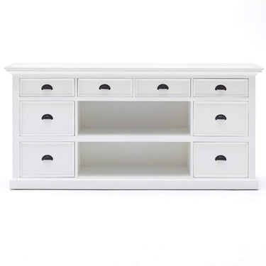 Halifax dressoir met opzetkast en 4 rotan manden | Wit - afbeelding 12