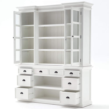 Halifax dressoir met opzetkast en 4 rotan manden | Wit - afbeelding 7