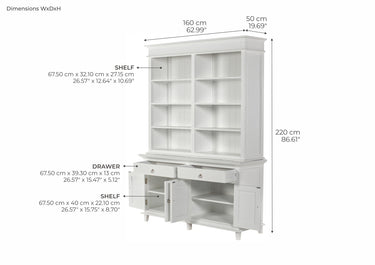 Skansen Boekenkast met Opzetkast 160 cm | Wit - afbeelding 6