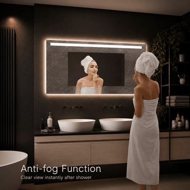 Badkamerspiegel Ambi 120×60 cm met dimbare LED en anticondens