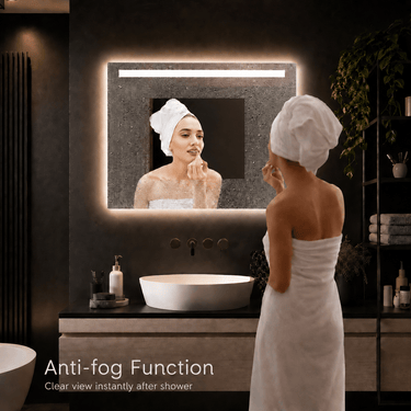 Badkamerspiegel Ambi 80×60 cm met dimbare LED en anticondens