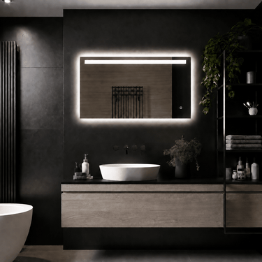 Rechthoekig badkamerspiegel Ambi 100×60 cm met LED-verlichting rondom