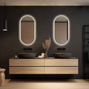 Badkamerspiegel Aurelia 40×80 cm met gouden lijst met dimbare LED en anticondens