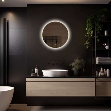 Badkamerspiegel Aurora 60×60 cm met gouden lijst met dimbare LED en anticondens
