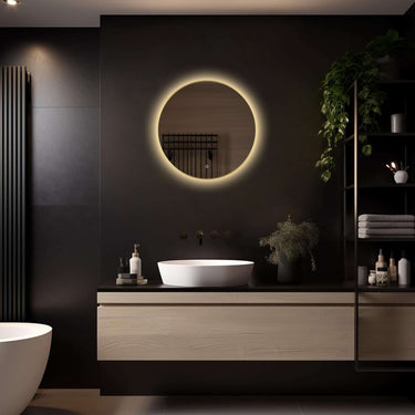 Rond badkamerspiegel Aurora 60×60 cm met LED-verlichting rondom met gouden lijst
