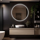 Badkamerspiegel Ilona 100×100 cm met zwarte lijst met dimbare LED en anticondens