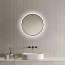 Badkamerspiegel Ilona 50×50 cm met zwarte lijst met dimbare LED en anticondens