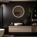 Badkamerspiegel Ilona 70×70 cm met zwarte lijst met dimbare LED en anticondens