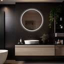 Badkamerspiegel Ilona 80×80 cm met zwarte lijst met dimbare LED en anticondens