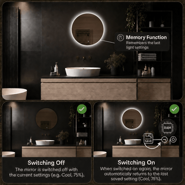 Badkamerspiegel Lena 50×50 cm met dimbare LED en anticondens