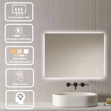 Badkamerspiegel Livorno 80×60 cm met dimbare LED en anticondens