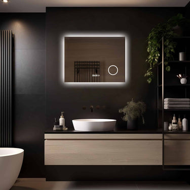 Rechthoekig badkamerspiegel Lorina 80×60 cm met LED-verlichting rondom