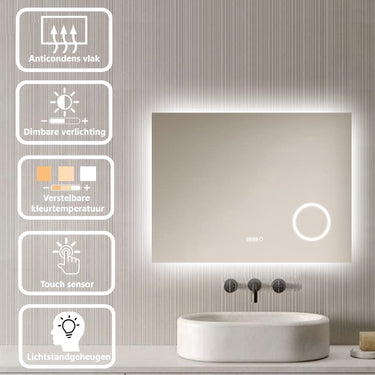 Badkamerspiegel Lorina 80×60 cm met dimbare LED en anticondens