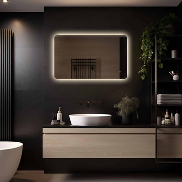 Rechthoekig badkamerspiegel Marbella 80×60 cm met LED-verlichting rondom met gouden lijst