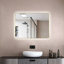 Badkamerspiegel Marbella 80×60 cm met gouden lijst met dimbare LED en anticondens