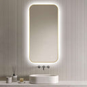 Badkamerspiegel Milano 50×100 cm met gouden lijst met dimbare LED en anticondens