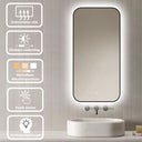 Badkamerspiegel Monaco 50×100 cm met zwarte lijst met dimbare LED en anticondens