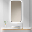 Badkamerspiegel Monaco 50×100 cm met zwarte lijst met dimbare LED en anticondens