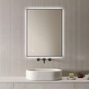 Badkamerspiegel Sorento 80×60 cm met zwarte lijst met dimbare LED en anticondens