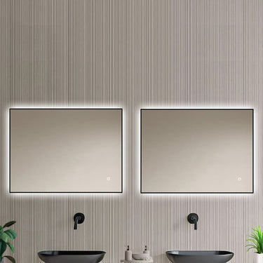 Badkamerspiegel Sorento 100×60 cm met zwarte lijst met dimbare LED en anticondens