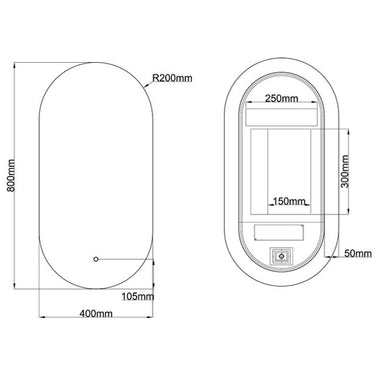 Badkamerspiegel Fiona 40×80 cm met dimbare LED en anticondens