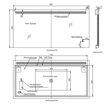 Badkamerspiegel Ambi 120×60 cm met dimbare LED en anticondens