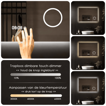 Badkamerspiegel Lorina 80×60 cm met dimbare LED en anticondens