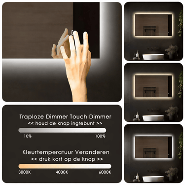 Badkamerspiegel Livorno 120×60 cm met dimbare LED en anticondens