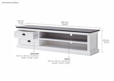 Halifax Contrast Tv-meubel 180 cm | Wit/Zwart - afbeelding 7
