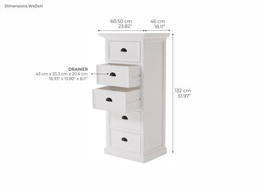 NovaSolo Halifax Opbergkast met 5 lades 132 cm | Wit - Mooier Thuis