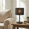 Mooier Thuis - Eco tafellamp textiel 1-lichts zwart tafellamp met snoer - 20 cm breed