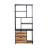 Open kast Len mangohout zwart metaal 85 cm - bruin en zwart - Mooier Thuis