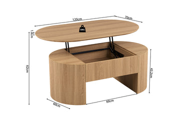 Salontafel 'Lagos' 120 cm Lift-top Decor Eik Naturel